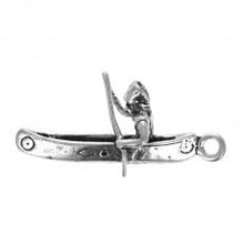 Load image into Gallery viewer, Charms. Sterling Silver, 14.3mm Width by 7.1mm Length by 27.7mm Height, Native in Canoe Charm. Quantity Per Pack: 1 Piece.
