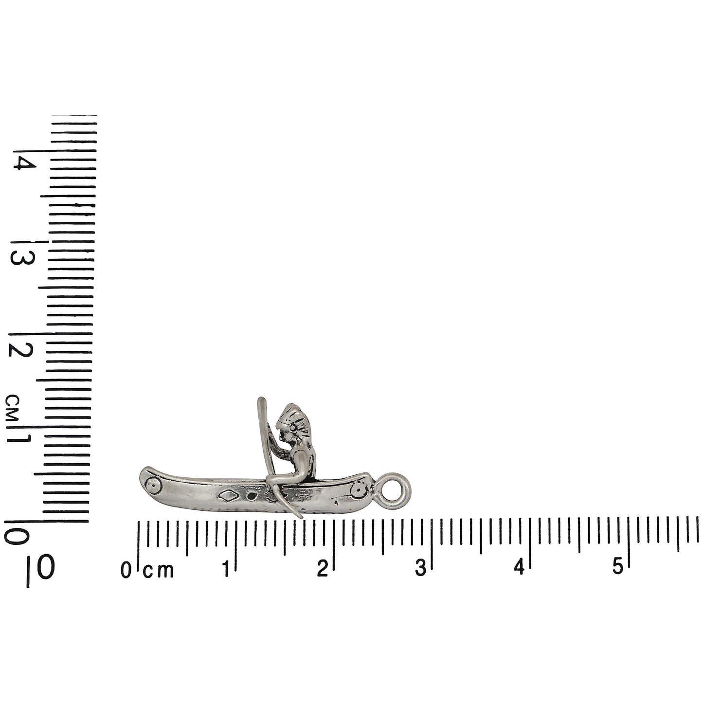 Sterling Silver, 14.3mm Width by 7.1mm Length by 27.7mm Height, Native in Canoe Charm. Quantity Per Pack: 1 Piece.