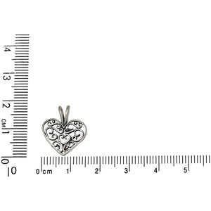 Sterling Silver, 15.3mm Width by 4.5mm Length by 17.2mm Height, Filagree Heart Pendant. Quantity Per Pack: 1 Piece.