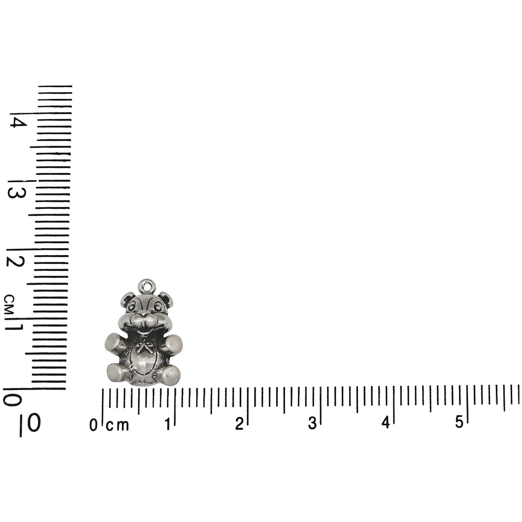 Sterling Silver, 10.7mm Width by 4.5mm Length by 15.6mm Height, Teddy Bear Charm. Quantity Per Pack: 1 Piece.