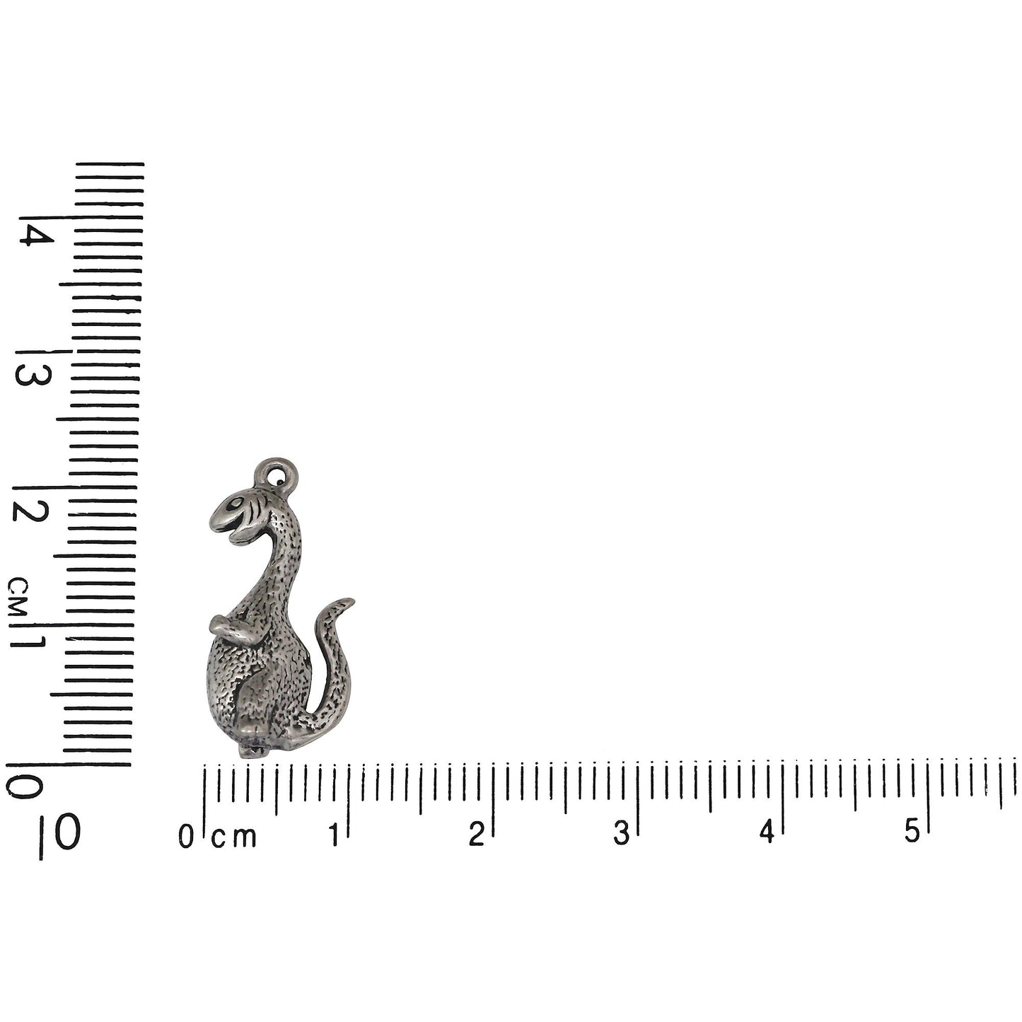 Sterling Silver, 10.2mm Width by 6.1mm Length by 21.8mm Height, Dinosaur Charm. Quantity Per Pack: 1 Piece.