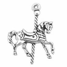 Load image into Gallery viewer, Charms. Sterling Silver, 17.3mm Width by 4.7mm Length by 22.8mm Height, Carousel Horse Charm. Quantity Per Pack: 1 Piece.
