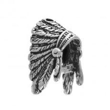 Load image into Gallery viewer, Charms. Sterling Silver, 9.3mm Width by 9.4mm Length by 15.2mm Height, Native Headress Charm. Quantity Per Pack: 1 Piece.
