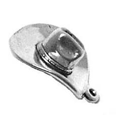 Charms. Sterling Silver, 13.8mm Width by 7.6mm Length by 18.5mm Height, Cowboy Hat Charm. Quantity Per Pack: 1 Piece.