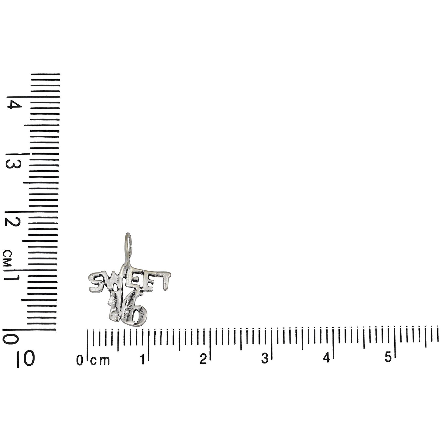 Sterling Silver, 13.2mm Width by 3.0mm Length by 15.5mm Height, Sweet 16 Pendant. Quantity Per Pack: 1 Piece.