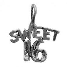 Load image into Gallery viewer, Charms. Sterling Silver, 13.2mm Width by 3.0mm Length by 15.5mm Height, Sweet 16 Pendant. Quantity Per Pack: 1 Piece.
