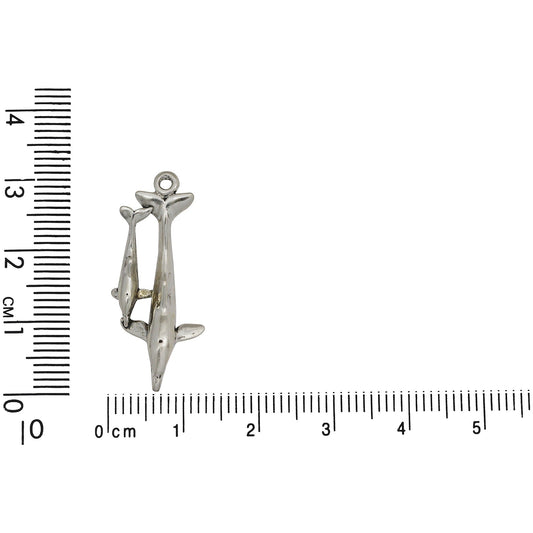 Sterling Silver, 13.1mm Width by 6.7mm Length by 29.9mm Height, Dolphin With Calf Charm. Quantity Per Pack: 1 Piece.