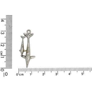 Sterling Silver, 13.1mm Width by 6.7mm Length by 29.9mm Height, Dolphin With Calf Charm. Quantity Per Pack: 1 Piece.