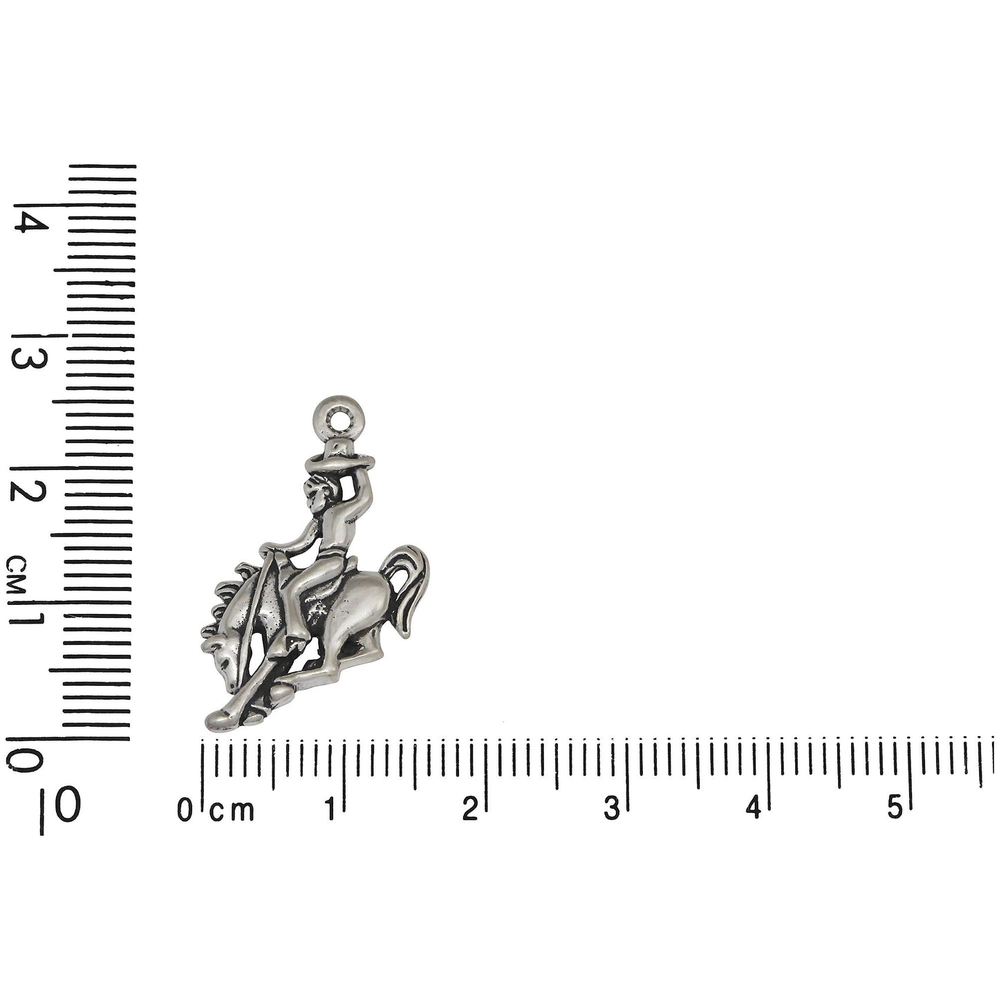 Sterling Silver, 16.4mm Width by 2.7mm Length by 25.3mm Height, Bronco Rider Charm. Quantity Per Pack: 1 Piece.