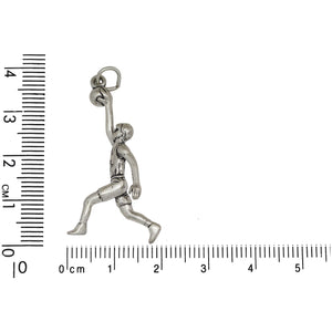 Sterling Silver, 19.9mm Width by 9.4mm Length by 36.5mm Height, Basketball Player Charm. Quantity Per Pack: 1 Piece.