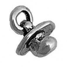 Charms. Sterling Silver, 11.6mm Width by 8.3mm Length by 13.0mm Height, Pacifier Charm. Quantity Per Pack: 1 Piece.