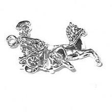 Load image into Gallery viewer, Charms. Sterling Silver, 12.8mm Width by 6.0mm Length by 23.4mm Height, Chariot With Driver Charm. Quantity Per Pack: 1 Piece.
