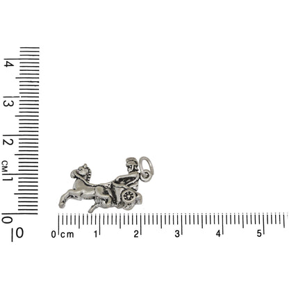Sterling Silver, 12.8mm Width by 6.0mm Length by 23.4mm Height, Chariot With Driver Charm. Quantity Per Pack: 1 Piece.