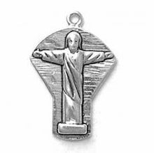 Load image into Gallery viewer, Charms. Sterling Silver, 19.0mm Width by 3.5mm Length by 28.6mm Height, Figure of Christ Charm. Quantity Per Pack: 1 Piece.
