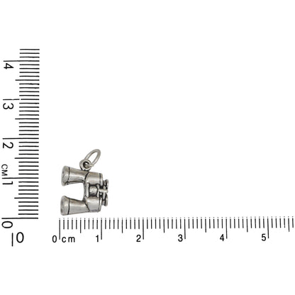 Sterling Silver, 11.0mm Width by 5.0mm Length by 13.4mm Height, Binoculars Charm. Quantity Per Pack: 1 Piece.