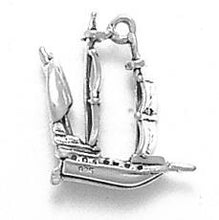 Load image into Gallery viewer, Charms. Sterling Silver, 18.1mm Width by 6.9mm Length by 22.0mm Height, Pirate Ship Charm. Quantity Per Pack: 1 Piece.
