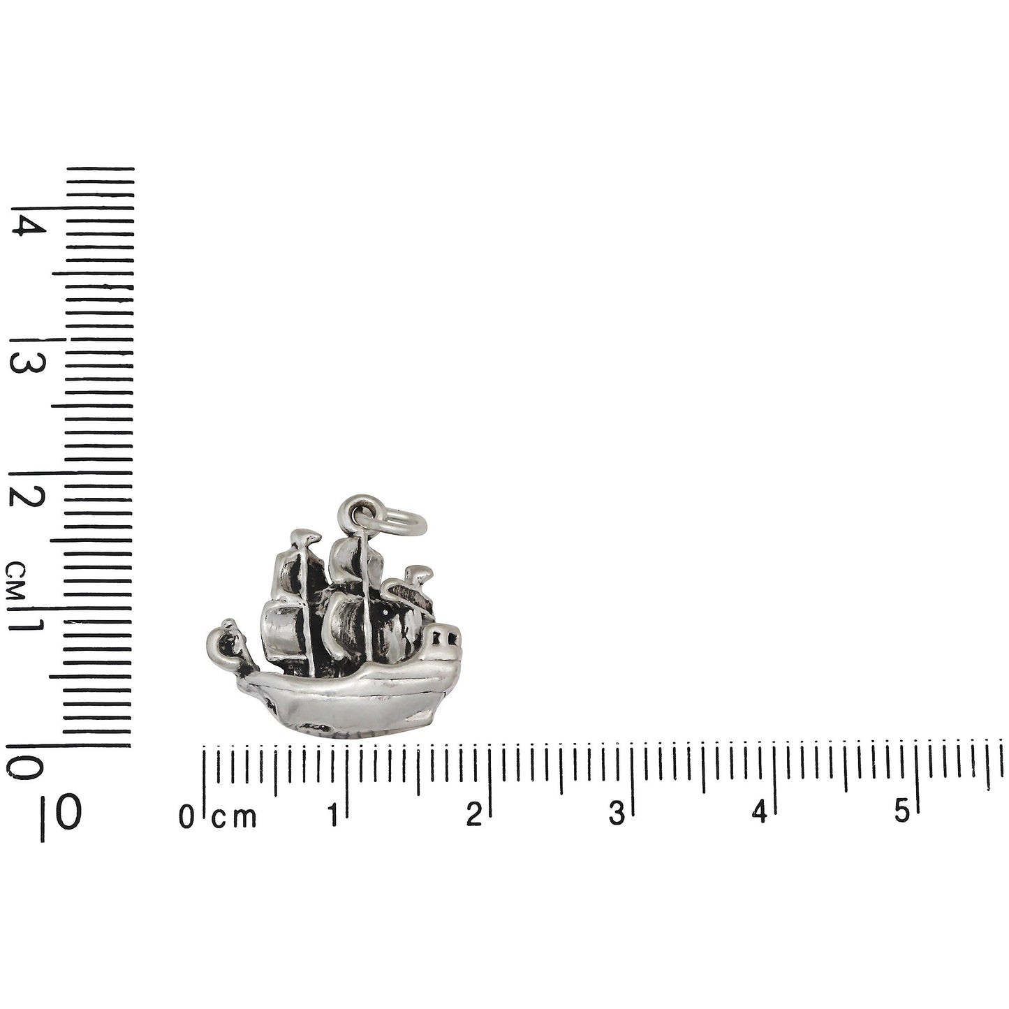 Sterling Silver, 18.0mm Width by 5.6mm Length by 17.6mm Height, Pirate Ship Charm. Quantity Per Pack: 1 Piece.