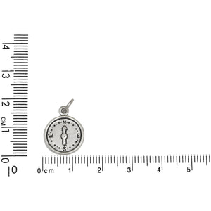 Sterling Silver, 13.8mm Width by 1.9mm Length by 17.1mm Height, Compass Charm. Quantity Per Pack: 1 Piece.