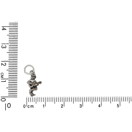 Sterling Silver, 8.2mm Width by 4.1mm Length by 14.7mm Height, Frog With Guitar Charm. Quantity Per Pack: 1 Piece.
