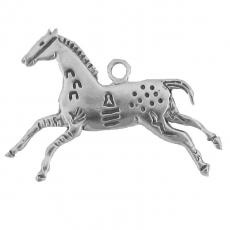 Charms. Sterling Silver, 34.7mm Width by 2.0mm Length by 24.0mm Height, Native Horse Charm. Quantity Per Pack: 1 Piece.