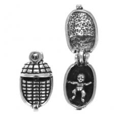 Charms. Sterling Silver, 9.0mm Width by 10.8mm Length by 17.0mm Height, Baby in Basket Charm. Quantity Per Pack: 1 Piece.