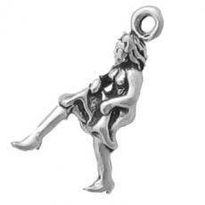 Charms. Sterling Silver, 10.0mm Width by 4.2mm Length by 16.8mm Height, Dancing Lady Charm. Quantity Per Pack: 1 Piece.