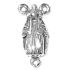 Charms. Sterling Silver, 10.3mm Width by 4.0mm Length by 19.9mm Height, Rosary Charm. Quantity Per Pack: 1 Piece.