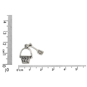 Sterling Silver, 11.6mm Width by 9.3mm Length by 16.5mm Height, Sand Pail With Shovel Charm. Quantity Per Pack: 1 Piece.