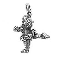 Load image into Gallery viewer, Charms. Sterling Silver, 9.5mm Width by 8.8mm Length by 14.0mm Height, Ballerina Bear Charm. Quantity Per Pack: 1 Piece.
