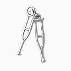 Charms. Sterling Silver, 6.7mm Width by 1.9mm Length by 26.6mm Height, Crutches Charms. Quantity Per Pack: 1 Piece.