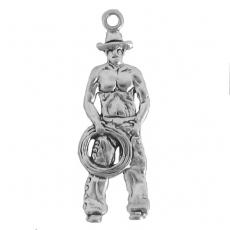 Charms. Sterling Silver, 11.4mm Width by 1.6mm Length by 34.4mm Height, Cowboy Charm. Quantity Per Pack: 1 Piece.