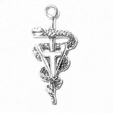 Charms. Sterling Silver, 11.8mm Width by 6.0mm Length by 24.8mm Height, Vet Tech Symbol Charm. Quantity Per Pack: 1 Piece.