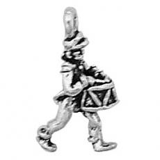 Charms. Sterling Silver, 5.9mm Width by 8.3mm Length by 14.4mm Height, Drummer Drumming Charm. Quantity Per Pack: 1 Piece.