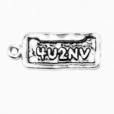 Charms. Sterling Silver, 7.6mm Width by 1.6mm Length by 18.9mm Height, 4U2NV (For You To Envy) Vanity Plate Charm. Quantity Per Pack: 1 Piece.