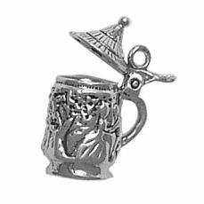 Charms. Sterling Silver, 16.5mm Width by 10.4mm Length by 20.6mm Height, Beer Stein Charm. Quantity Per Pack: 1 Piece.