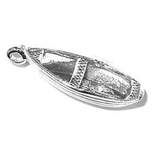 Charms. Sterling Silver, 5.8mm Width by 9.9mm Length by 27.2mm Height, Row Boat Charm. Quantity Per Pack: 1 Piece.