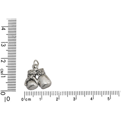 Sterling Silver, 15.7mm Width by 5.7mm Length by 16.0mm Height, Boxing Gloves Charm. Quantity Per Pack: 1 Piece.