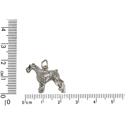 Sterling Silver, 20.4mm Width by 7.1mm Length by 17.7mm Height, Schnauzer Dog Charm. Quantity Per Pack: 1 Piece.