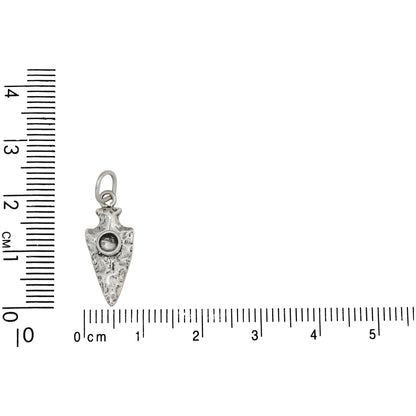 Sterling Silver, 8.5mm Width by 3.7mm Length by 22.9mm Height, Arrowhead Charm With Setting for Stone. Quantity Per Pack: 1 Piece.