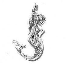 Load image into Gallery viewer, Charms. Sterling Silver, 11.4mm Width by 11.8mm Length by 23.1mm Height, Mermaid Charm. Quantity Per Pack: 1 Piece.
