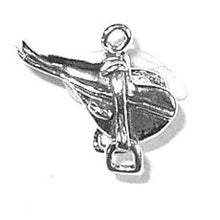 Load image into Gallery viewer, Charms. Sterling Silver, 16.3mm Width by 7.6mm Length by 14.7mm Height, Saddle Charm. Quantity Per Pack: 1 Piece.
