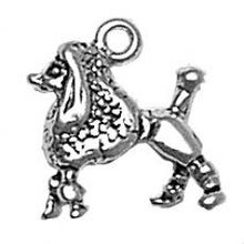 Load image into Gallery viewer, Charms. Sterling Silver, 13.2mm Width by 4.9mm Length by 14.8mm Height, Poodle Dog Charm. Quantity Per Pack: 1 Piece.
