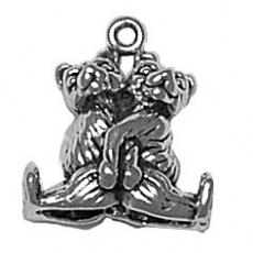 Charms. Sterling Silver, 15.8mm Width by 9.0mm Length by 17.5mm Height, Two Bears Charm. Quantity Per Pack: 1 Piece.