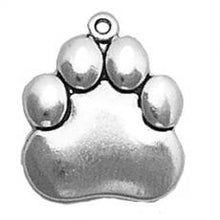 Load image into Gallery viewer, Charms. Sterling Silver, 16.4mm Width by 1.7mm Length by 19.5mm Height, Paw Print Charm. Quantity Per Pack: 1 Piece.
