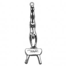 Charms. Sterling Silver, 10.9mm Width by 7.3mm Length by 38.3mm Height, Male Gymnast Charm. Quantity Per Pack: 1 Piece.