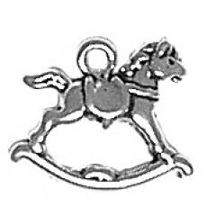 Charms. Sterling Silver, 13.5mm Width by 4.1mm Length by 12.0mm Height, Rocking Horse Charm. Quantity Per Pack: 1 Piece.