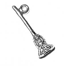 Charms. Sterling Silver, 6.6mm Width by 6.0mm Length by 19.4mm Height, Broom Charm. Quantity Per Pack: 1 Piece.