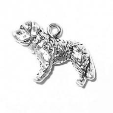 Charms. Sterling Silver, 22.6mm Width by 8.3mm Length by 15.2mm Height, Saint Bernard Dog Charm. Quantity Per Pack: 1 Piece.