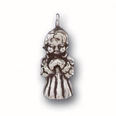 Charms. Sterling Silver, 8.3mm Width by 8.6mm Length by 18.7mm Height, Praying Girl Charm. Quantity Per Pack: 1 Piece.