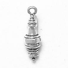 Charms. Sterling Silver, 6.0mm Width by 6.8mm Length by 19.5mm Height, Spark Plug Charm. Quantity Per Pack: 1 Piece.